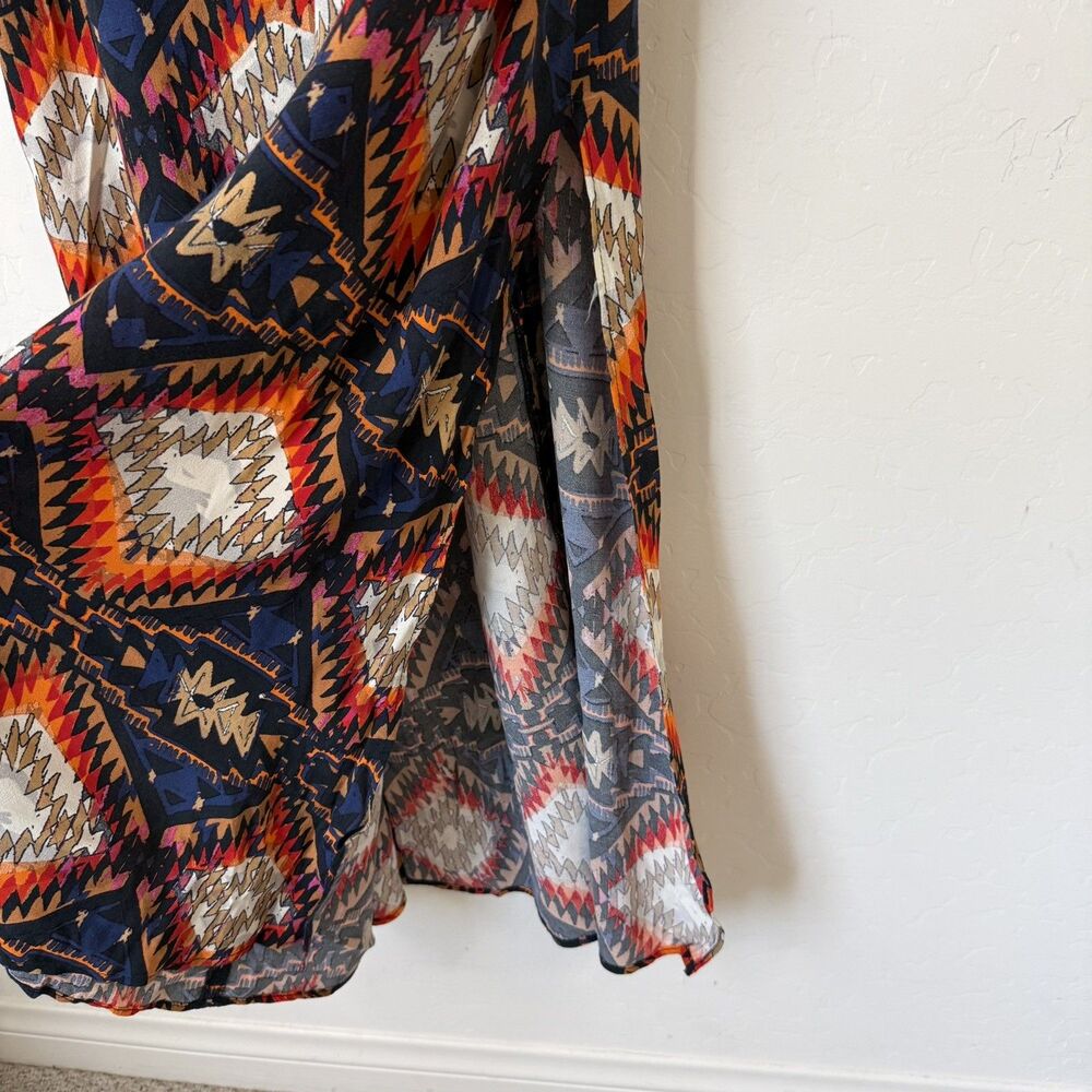 Zara Woman Small Southwestern Aztec Lightweight Midi Dress Boho Western Cowgirl - Picture 5 of 12